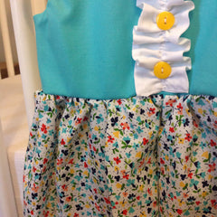 Aqua Floral Ruffle Dress